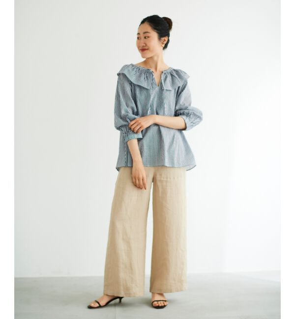 le.coeur blanc「ストライプフリルカラーブラウス」|シャツ・ブラウス|