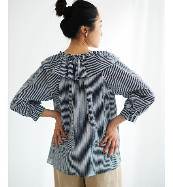 le.coeur blanc「ストライプフリルカラーブラウス」|シャツ・ブラウス|