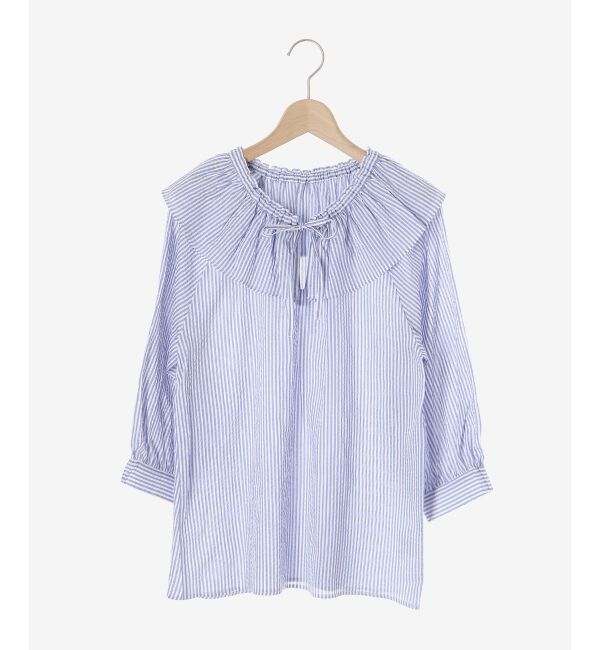 le.coeur blanc「ストライプフリルカラーブラウス」|シャツ・ブラウス|