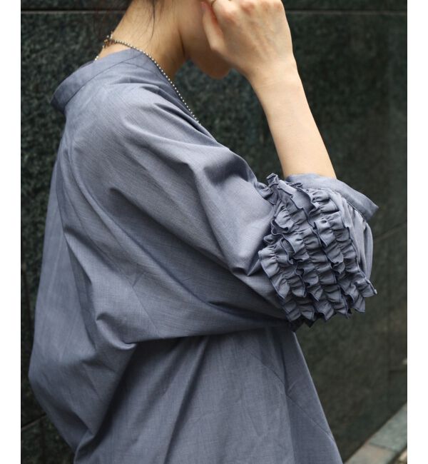 le.coeur blanc「《手洗い可能》フリルスリーブスキッパーブラウス」|シャツ・ブラウス|