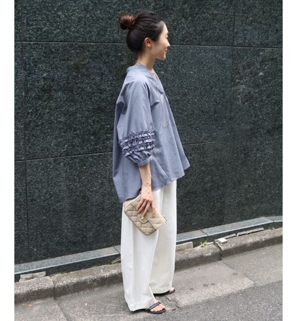 le.coeur blanc「《手洗い可能》フリルスリーブスキッパーブラウス」|シャツ・ブラウス|