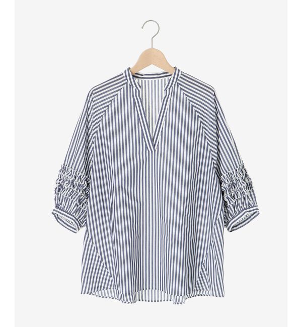 le.coeur blanc「《手洗い可能》フリルスリーブスキッパーブラウス」|シャツ・ブラウス|