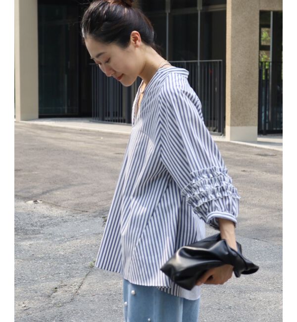 le.coeur blanc「《手洗い可能》フリルスリーブスキッパーブラウス」|シャツ・ブラウス|