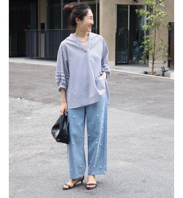 le.coeur blanc「《手洗い可能》フリルスリーブスキッパーブラウス」|シャツ・ブラウス|