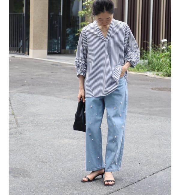 le.coeur blanc「《手洗い可能》フリルスリーブスキッパーブラウス」|シャツ・ブラウス|