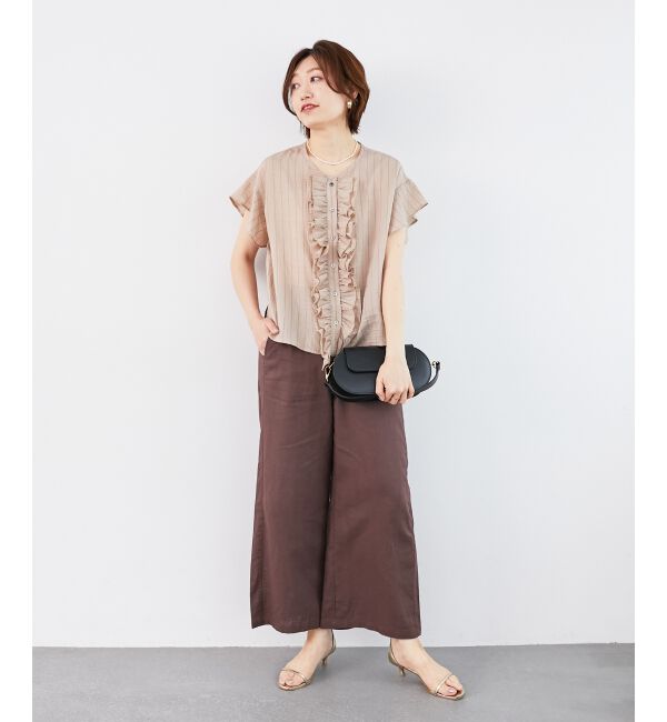  「ストライプフロントフリルブラウス」|シャツ・ブラウス|