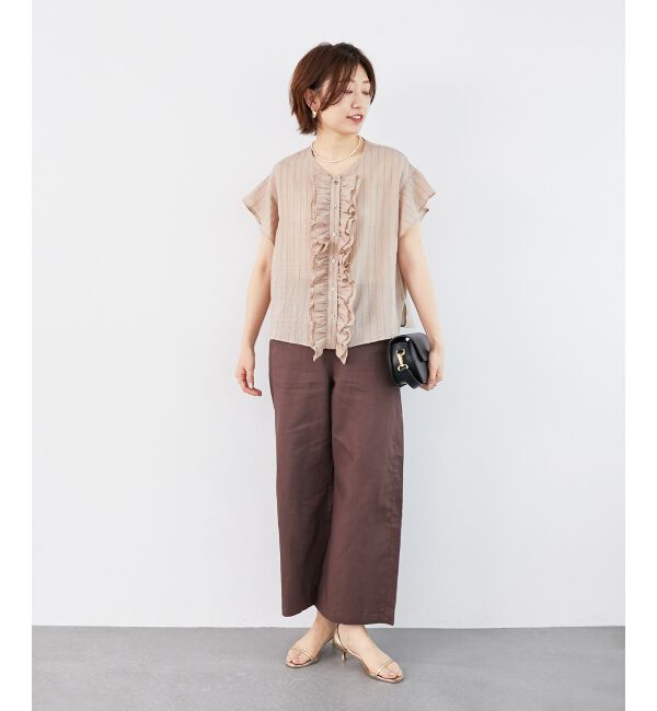  「ストライプフロントフリルブラウス」|シャツ・ブラウス|