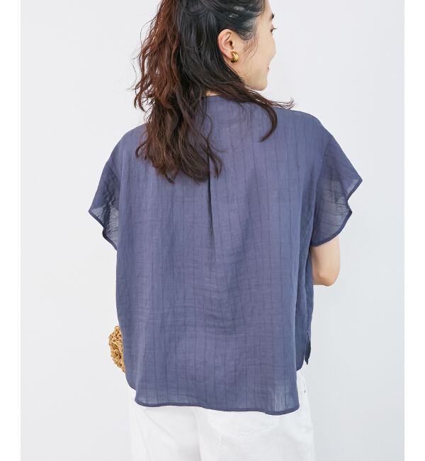  「ストライプフロントフリルブラウス」|シャツ・ブラウス|