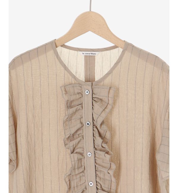  「ストライプフロントフリルブラウス」|シャツ・ブラウス|