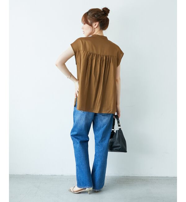  「《手洗い可能》シルキーローンフロントフリルフレンチブラウス」|シャツ・ブラウス|