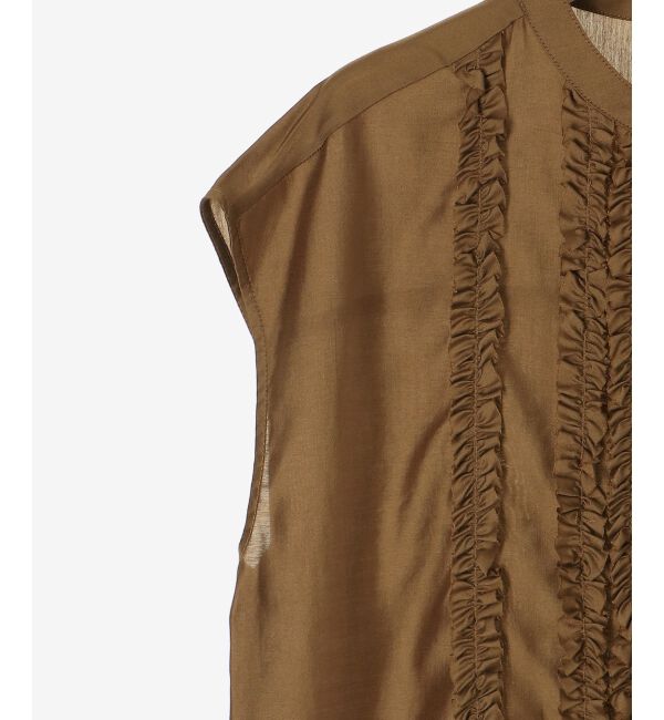  「《手洗い可能》シルキーローンフロントフリルフレンチブラウス」|シャツ・ブラウス|