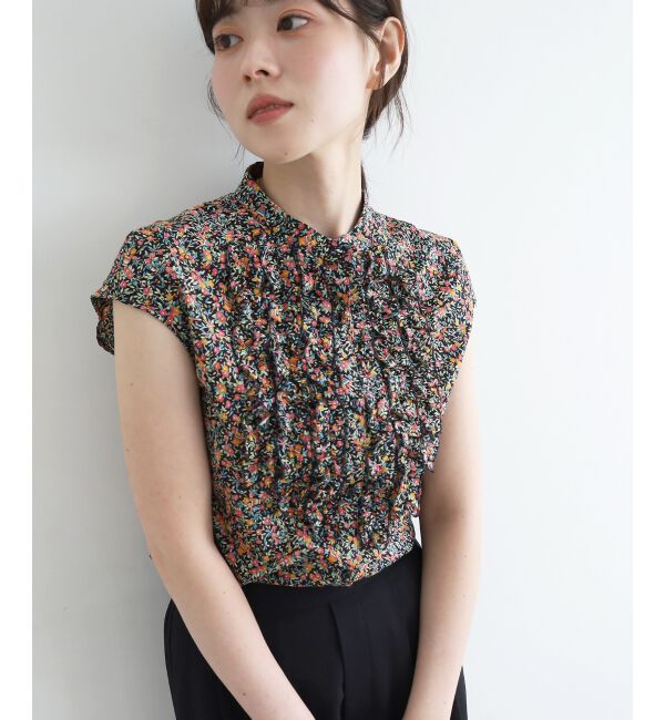  「《手洗い可能》リバティフロントフリルブラウス」|シャツ・ブラウス|