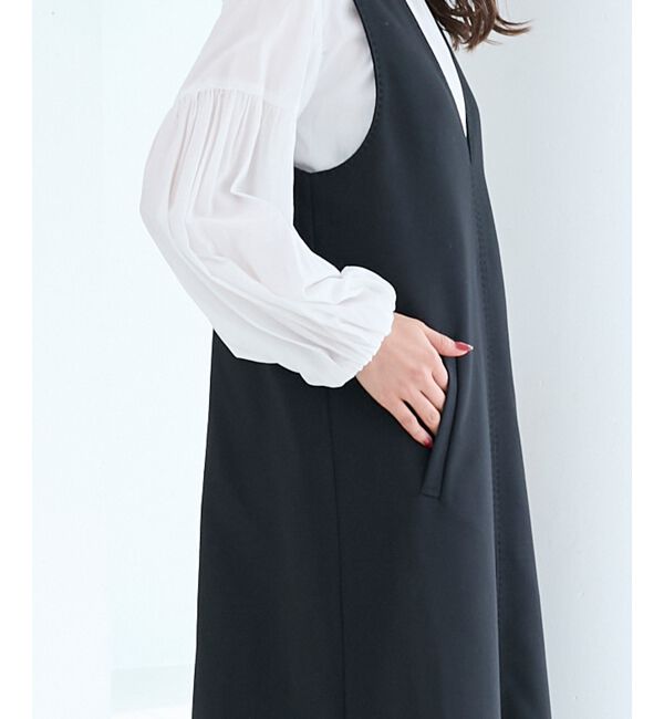  「Vネックジャンパースカート」|ジャンパースカート|