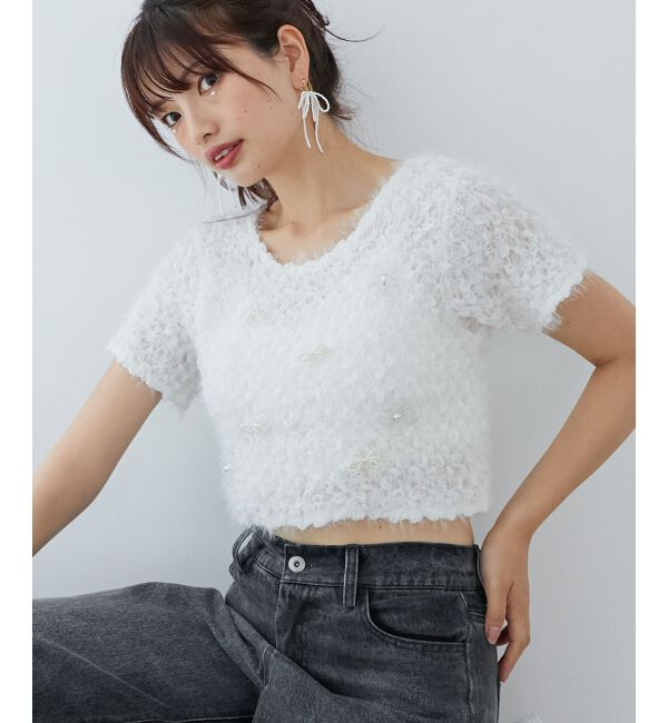 MAJESTICLEGON「アソートビジューシャーリングT」|Tシャツ・カットソー|アイボリー