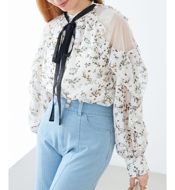 MAJESTICLEGON「リボン付きフリルブラウス」|シャツ・ブラウス|