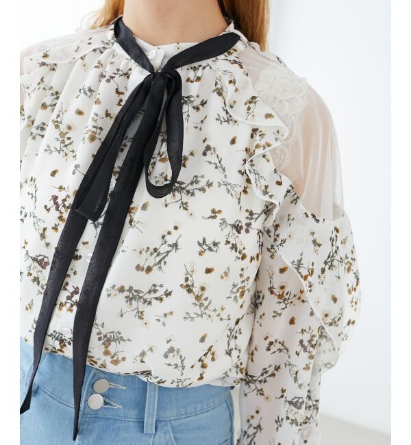 MAJESTICLEGON「リボン付きフリルブラウス」|シャツ・ブラウス|