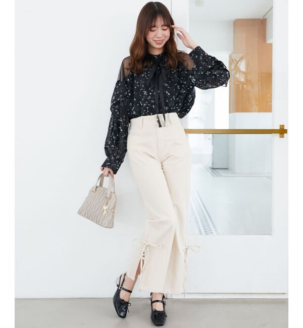 MAJESTICLEGON「リボン付きフリルブラウス」|シャツ・ブラウス|