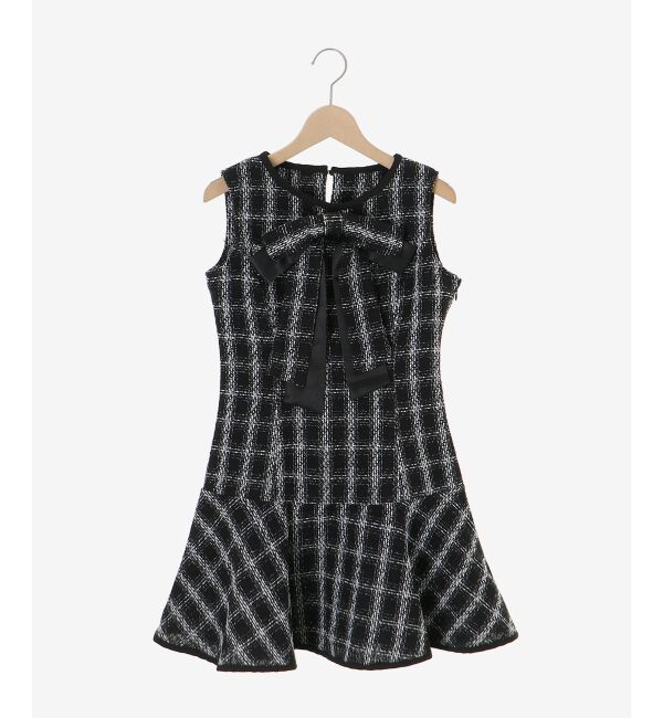  「リボンブローチセットツイードワンピ」|ワンピース|