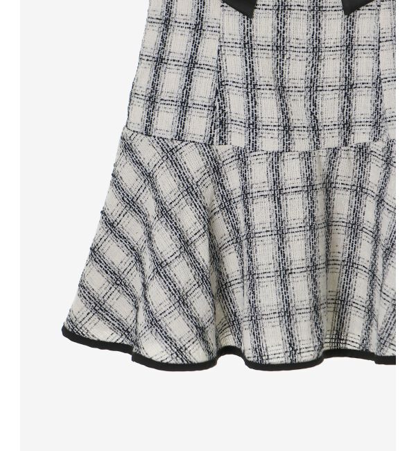  「リボンブローチセットツイードワンピ」|ワンピース|