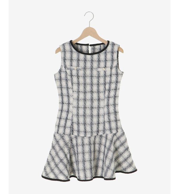  「リボンブローチセットツイードワンピ」|ワンピース|