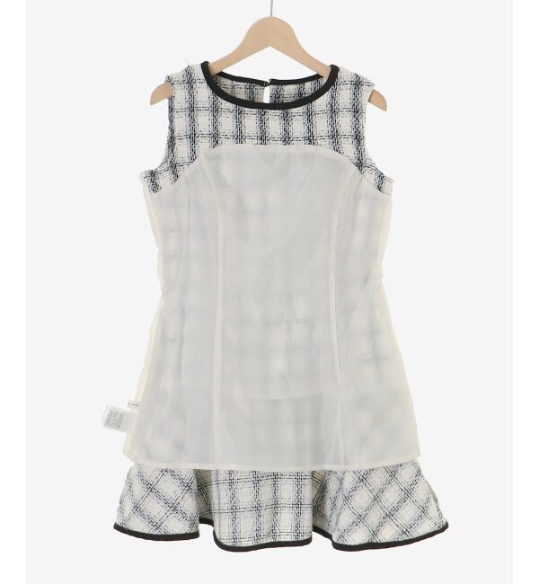  「リボンブローチセットツイードワンピ」|ワンピース|