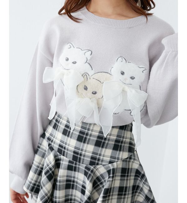  「オメカシにゃんずリボンニット」|ニット・セーター|