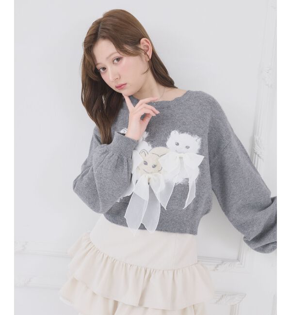  「オメカシにゃんずリボンニット」|ニット・セーター|