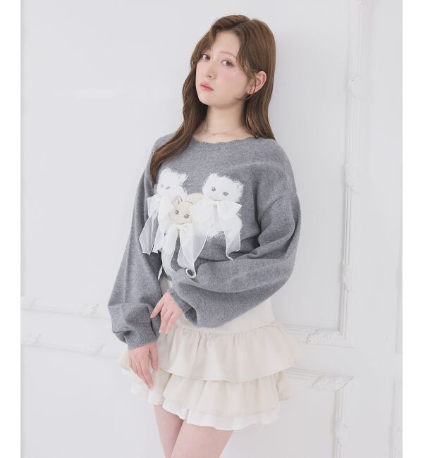  「オメカシにゃんずリボンニット」|ニット・セーター|