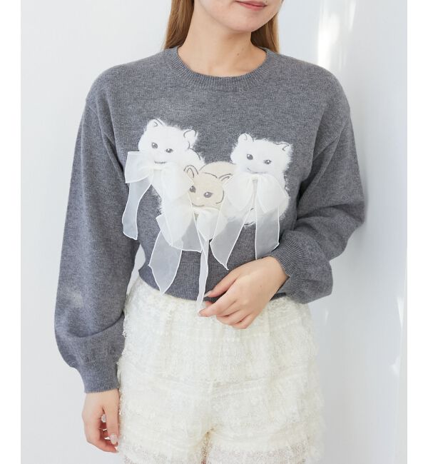  「オメカシにゃんずリボンニット」|ニット・セーター|