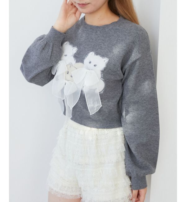  「オメカシにゃんずリボンニット」|ニット・セーター|