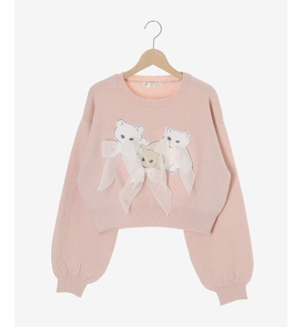  「オメカシにゃんずリボンニット」|ニット・セーター|