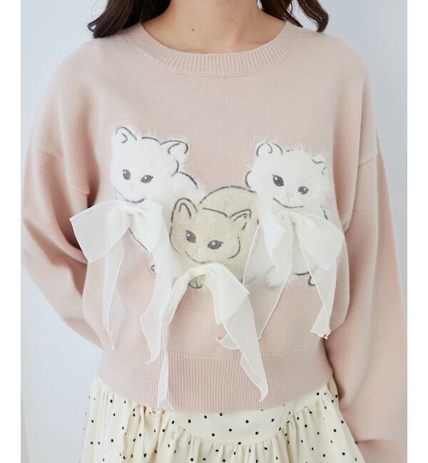  「オメカシにゃんずリボンニット」|ニット・セーター|