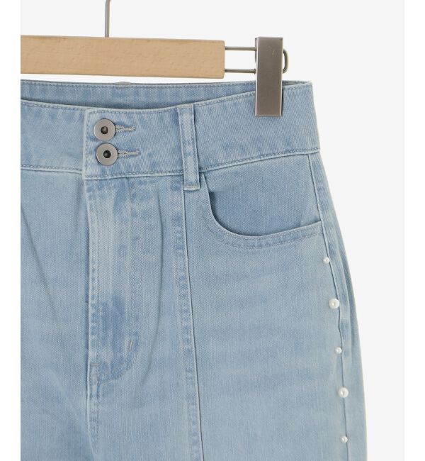  「パール&times;レーススリットデニム」|デニム|