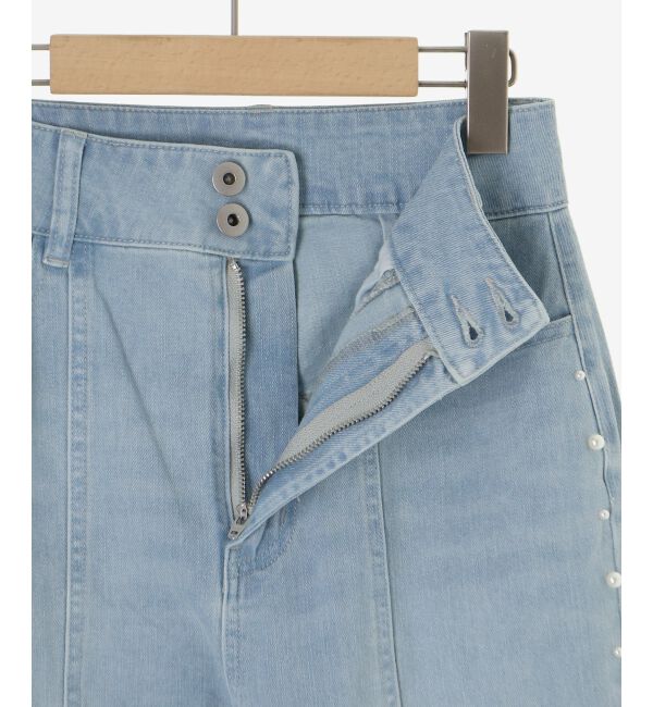  「パール&times;レーススリットデニム」|デニム|