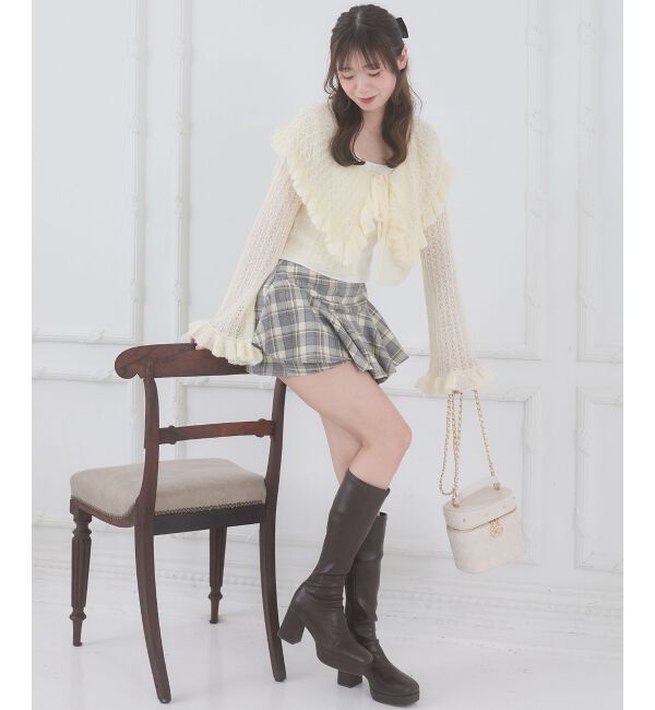  「キャミセットビッグカラーフリルカーデ」|カーディガン|