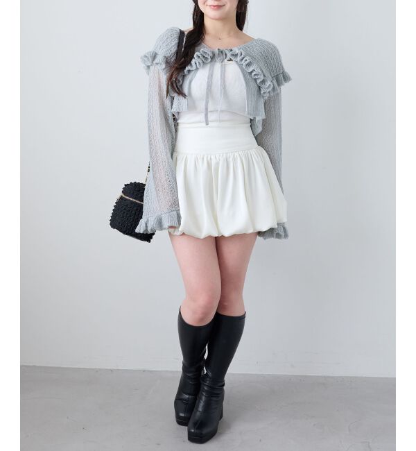  「キャミセットビッグカラーフリルカーデ」|カーディガン|