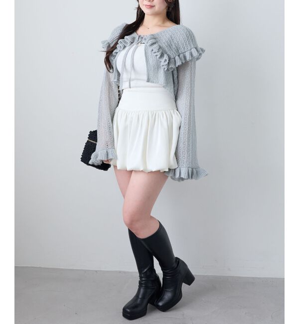  「キャミセットビッグカラーフリルカーデ」|カーディガン|