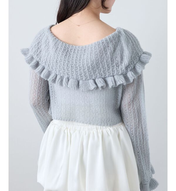  「キャミセットビッグカラーフリルカーデ」|カーディガン|