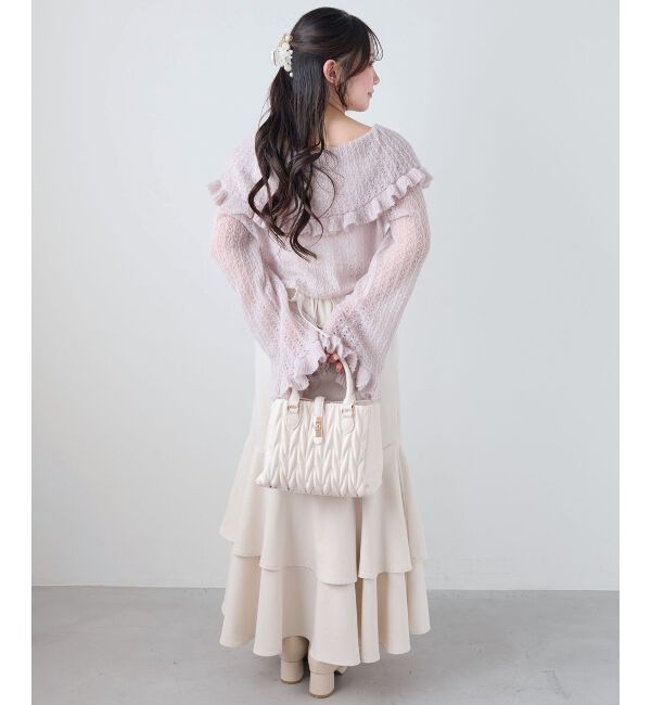  「キャミセットビッグカラーフリルカーデ」|カーディガン|