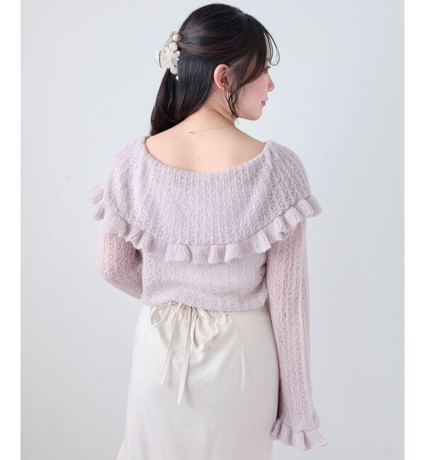  「キャミセットビッグカラーフリルカーデ」|カーディガン|