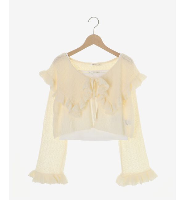  「キャミセットビッグカラーフリルカーデ」|カーディガン|