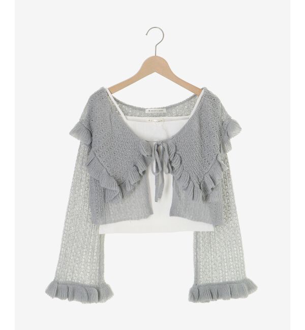  「キャミセットビッグカラーフリルカーデ」|カーディガン|