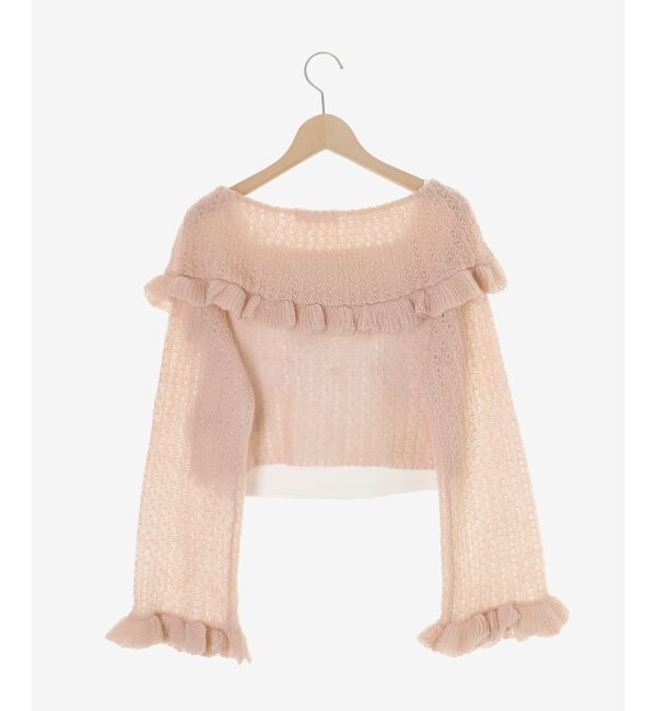  「キャミセットビッグカラーフリルカーデ」|カーディガン|