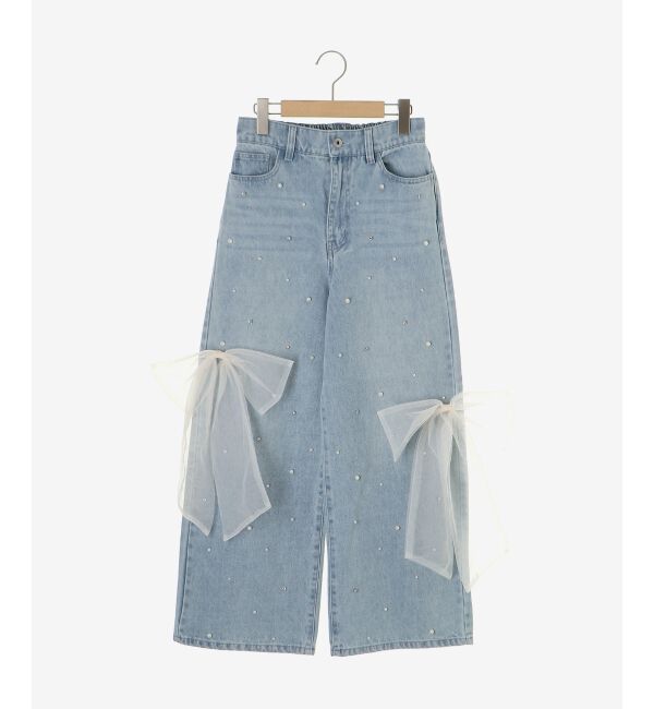  「リボンブローチセットキラキラデニム」|デニム|