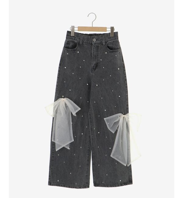  「リボンブローチセットキラキラデニム」|デニム|