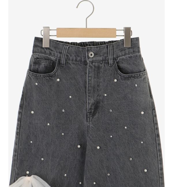  「リボンブローチセットキラキラデニム」|デニム|