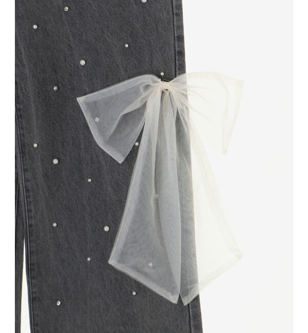  「リボンブローチセットキラキラデニム」|デニム|