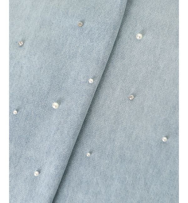  「リボンブローチセットキラキラデニム」|デニム|