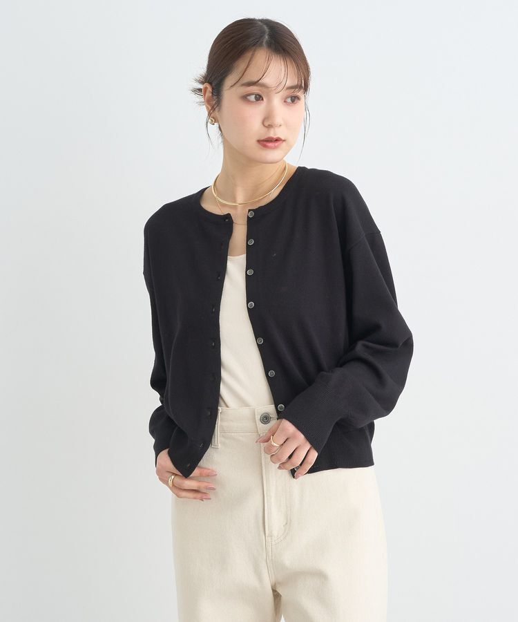 earth music&ecology「UVカット加工クルーネックニットカーディガン」|カーディガン|