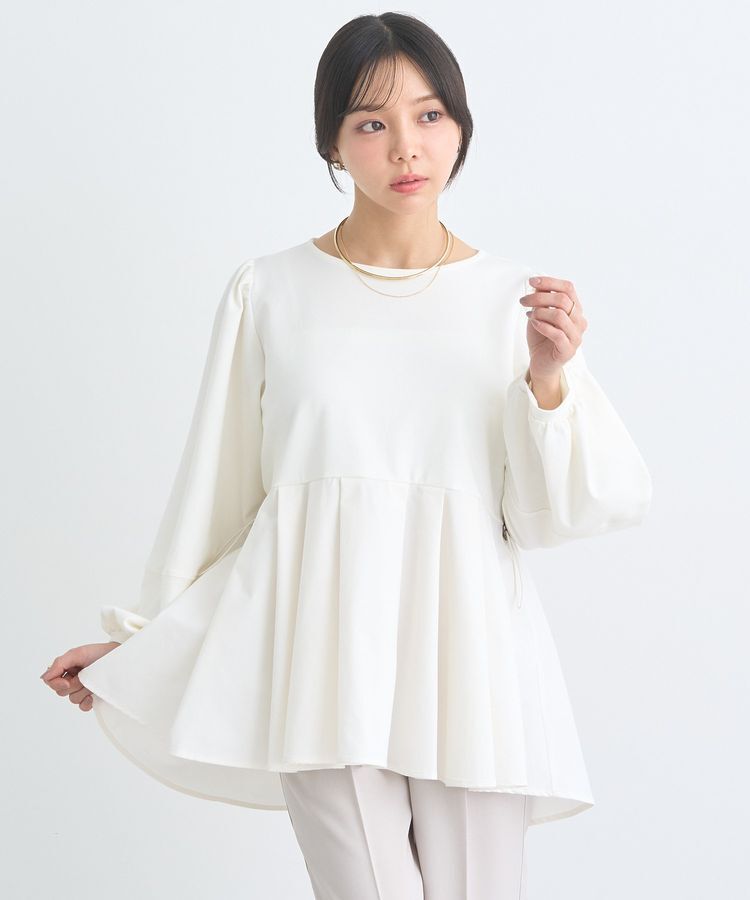 earth music&ecology「異素材ドッキングペプラムプルオーバー」|Tシャツ・カットソー|Ivory